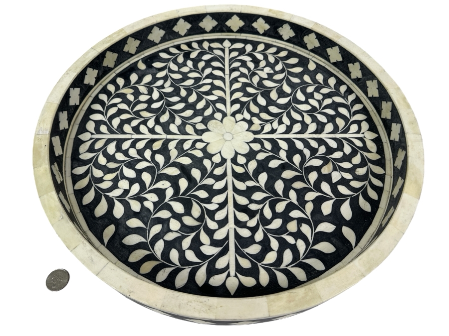 Round Bone Inlay Serving Tray 18'W