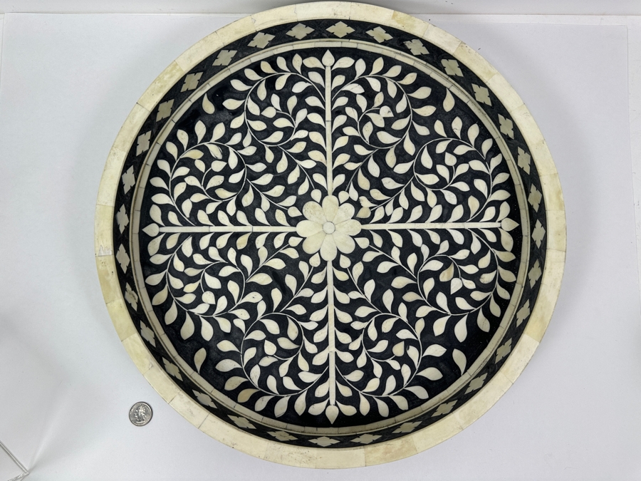 Round Bone Inlay Serving Tray 18'W [Photo 4]