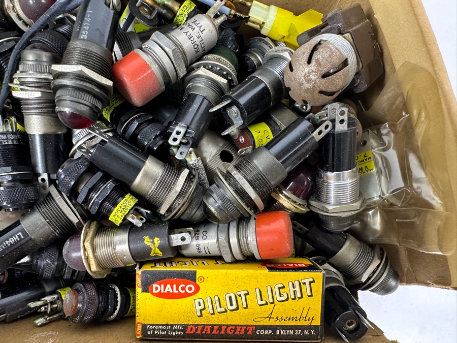 Box Of Terminal Blocks For Wire & Box Of Pilot Lights Plus Various Electronic Items [Photo 3]