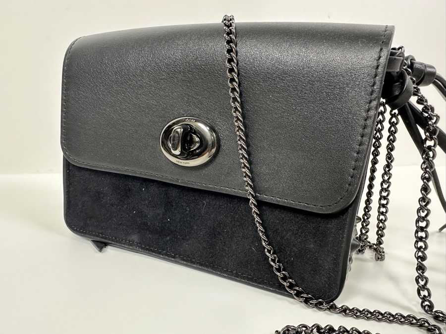 Black Studded Coach Handbag with Chain Strap 7'W x 3'D x 5.25'H [Photo 4]