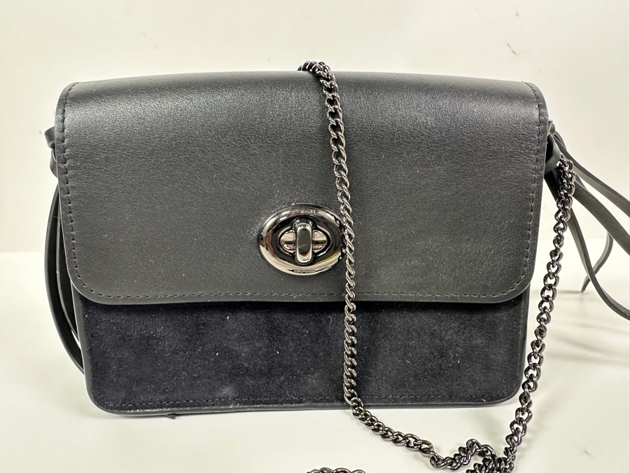 Black Studded Coach Handbag with Chain Strap 7'W x 3'D x 5.25'H [Photo 5]