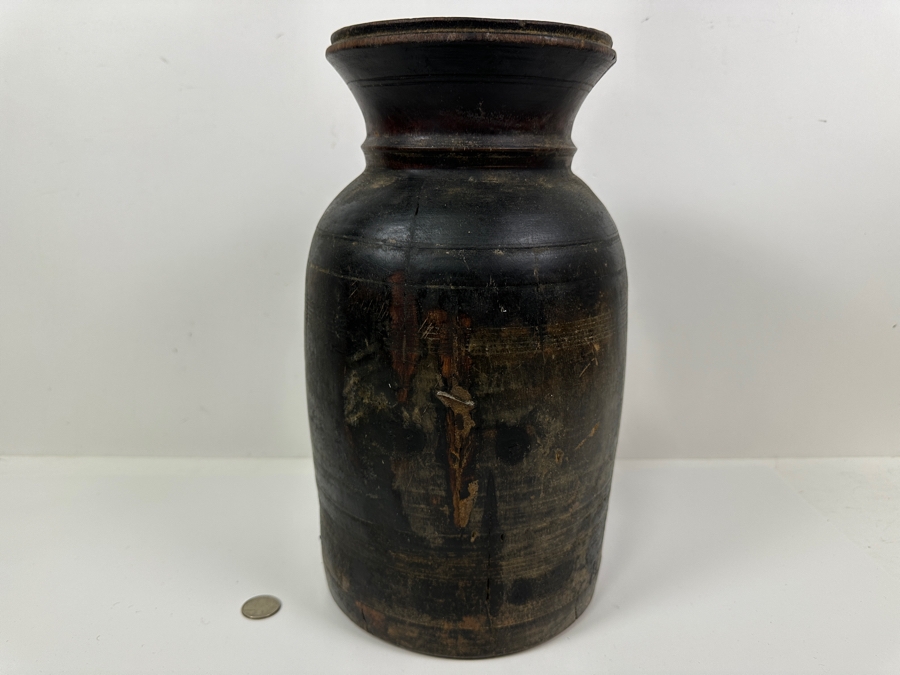 Primitive Turned Wooden Jug Vessel 13.5'H [Photo 5]