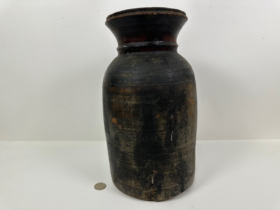 Primitive Turned Wooden Jug Vessel 13.5'H [Photo 2]