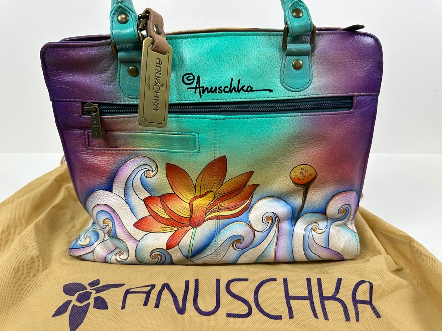 New Anuschka Hand Painted Leather Handbag 12'W x 5'D x 9'H [Photo 3]