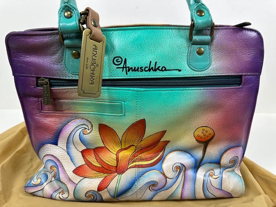 New Anuschka Hand Painted Leather Handbag 12'W x 5'D x 9'H [Photo 4]