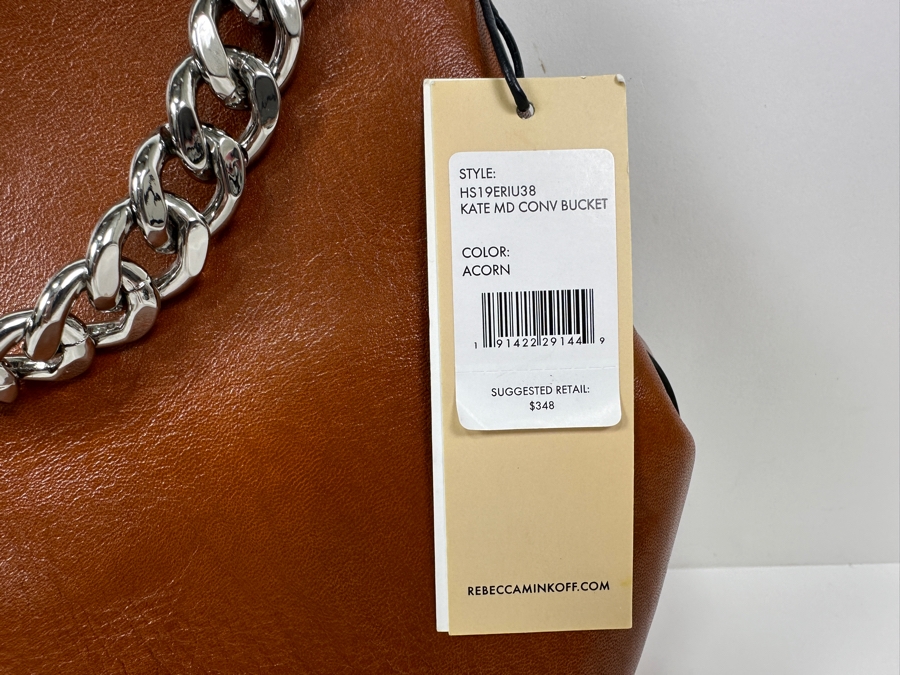New Rebecca Minkoff Leather Kate MD Conv Bucket Bag - Acorn Color Retails $348 [Photo 4]