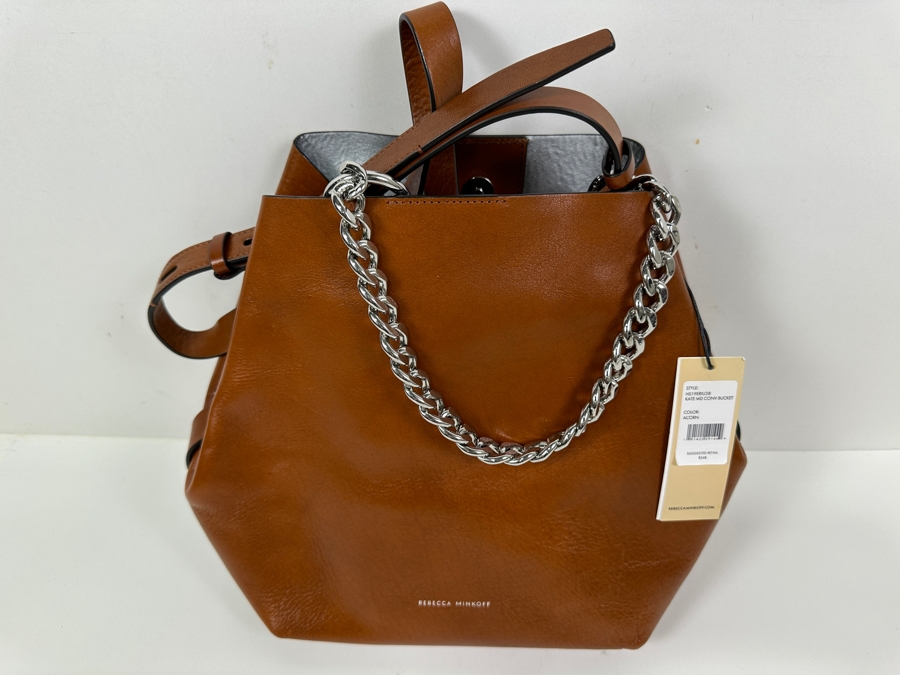 New Rebecca Minkoff Leather Kate MD Conv Bucket Bag - Acorn Color Retails $348 [Photo 5]