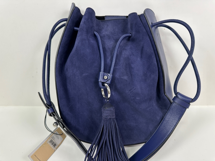 New Rebecca Minkoff Lulu Twilight Color Lulu Suede and Leather Shoulder Bag 11.5'W x 3.5'D x 12.5'H [Photo 3]