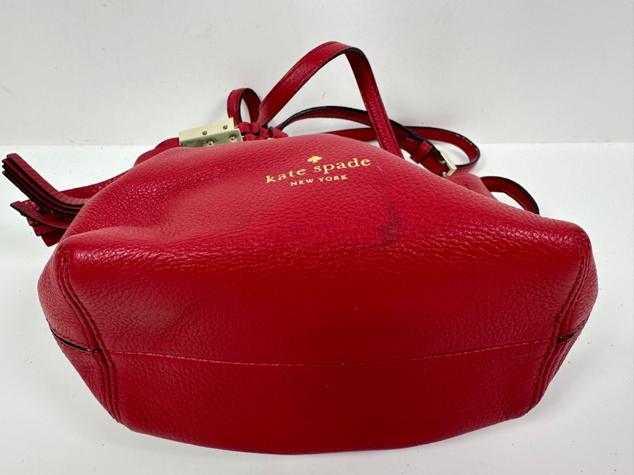 Kate Spade Red Leather Shoulder Bag 9'W x 3.5D x 8'H [Photo 5]