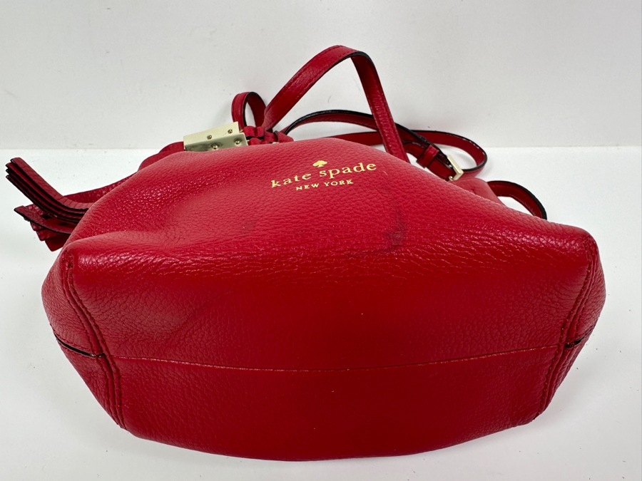 Kate Spade Red Leather Shoulder Bag 9'W x 3.5D x 8'H [Photo 6]