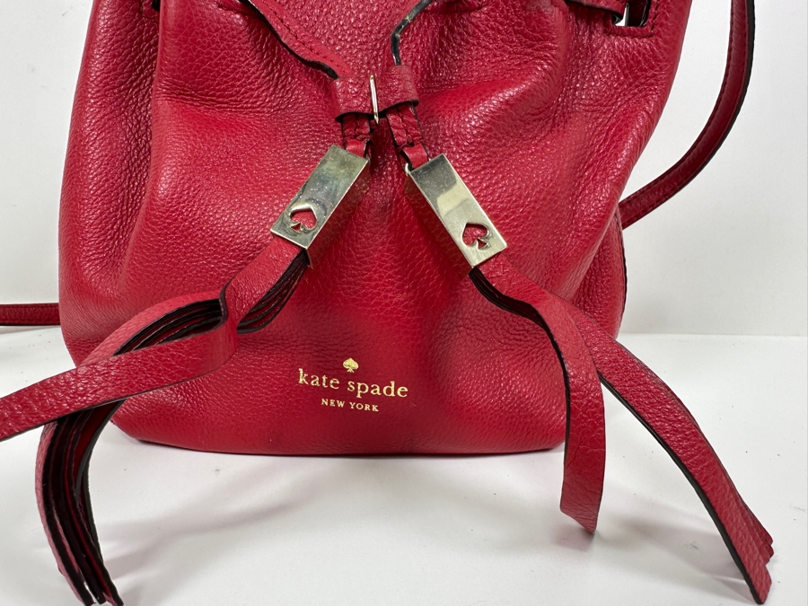 Kate Spade Red Leather Shoulder Bag 9'W x 3.5D x 8'H [Photo 3]