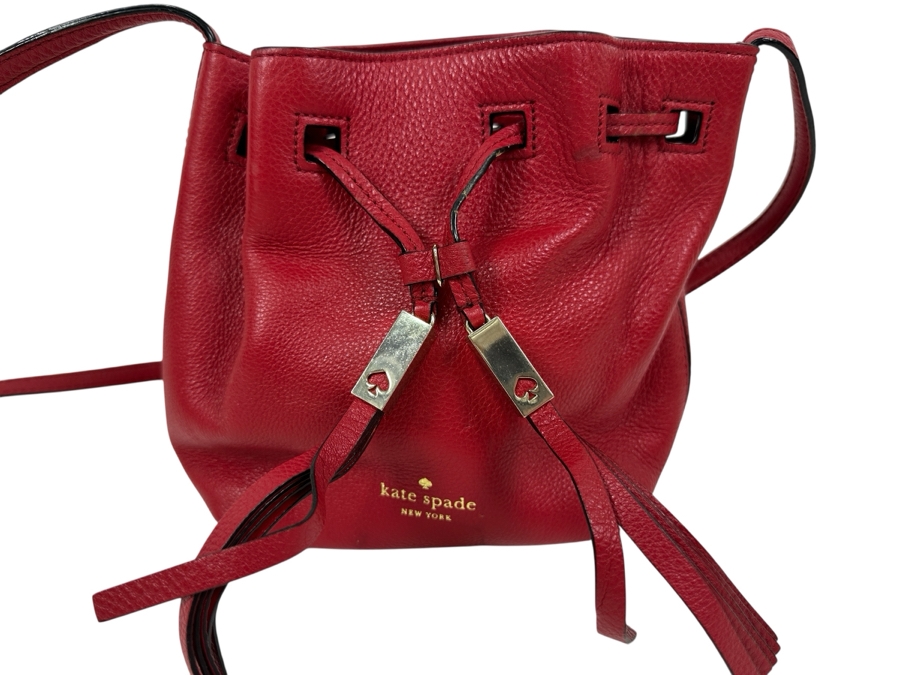 Kate Spade Red Leather Shoulder Bag 9'W x 3.5D x 8'H [Photo 1]