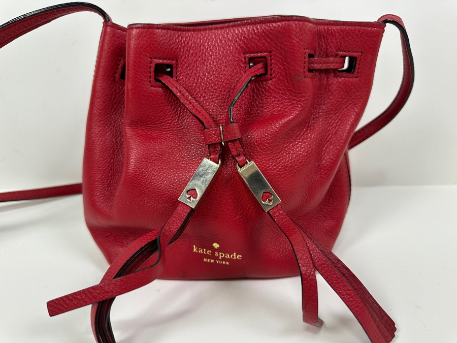 Kate Spade Red Leather Shoulder Bag 9'W x 3.5D x 8'H [Photo 2]