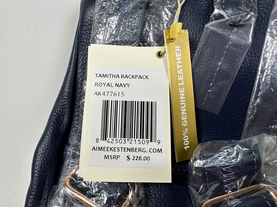 New Aimee Kestenberg Leather Tamitha Backpack Royal Navy 9'W x 6'D x 14'H Retails $228 [Photo 4]