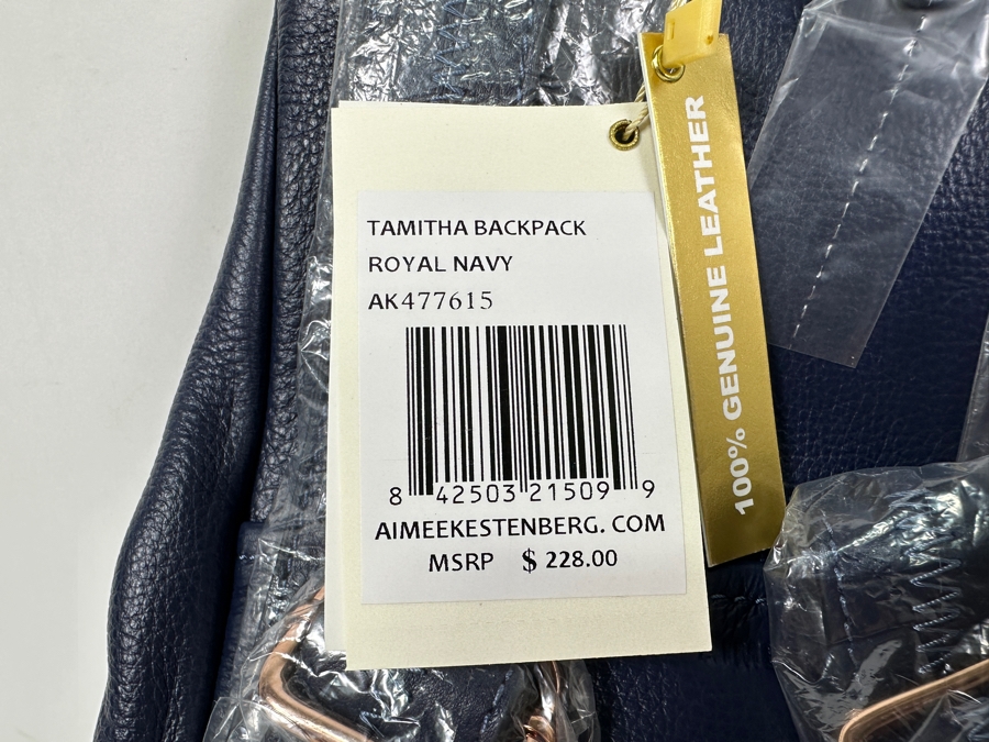 New Aimee Kestenberg Leather Tamitha Backpack Royal Navy 9'W x 6'D x 14'H Retails $228 [Photo 5]