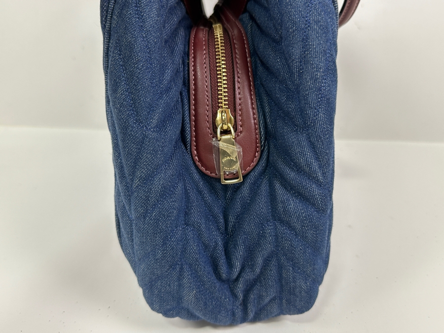 New Coach Leather and Denim Handbag 11'W x 4.5'D x 11'H Retails $475 [Photo 4]