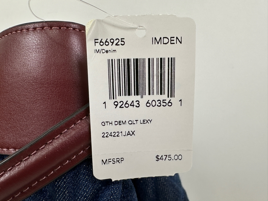 New Coach Leather and Denim Handbag 11'W x 4.5'D x 11'H Retails $475 [Photo 6]