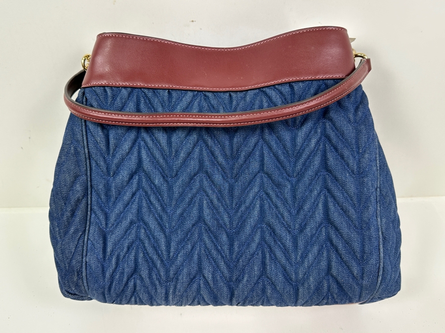 New Coach Leather and Denim Handbag 11'W x 4.5'D x 11'H Retails $475 [Photo 5]