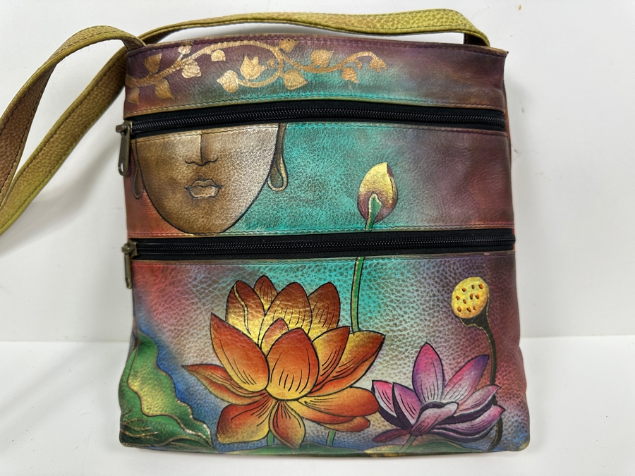 New Anuschka Hand Painted Leather Handbag 10'W x 2'D x 9'H [Photo 2]