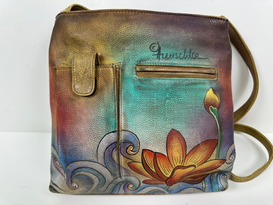 New Anuschka Hand Painted Leather Handbag 10'W x 2'D x 9'H [Photo 3]