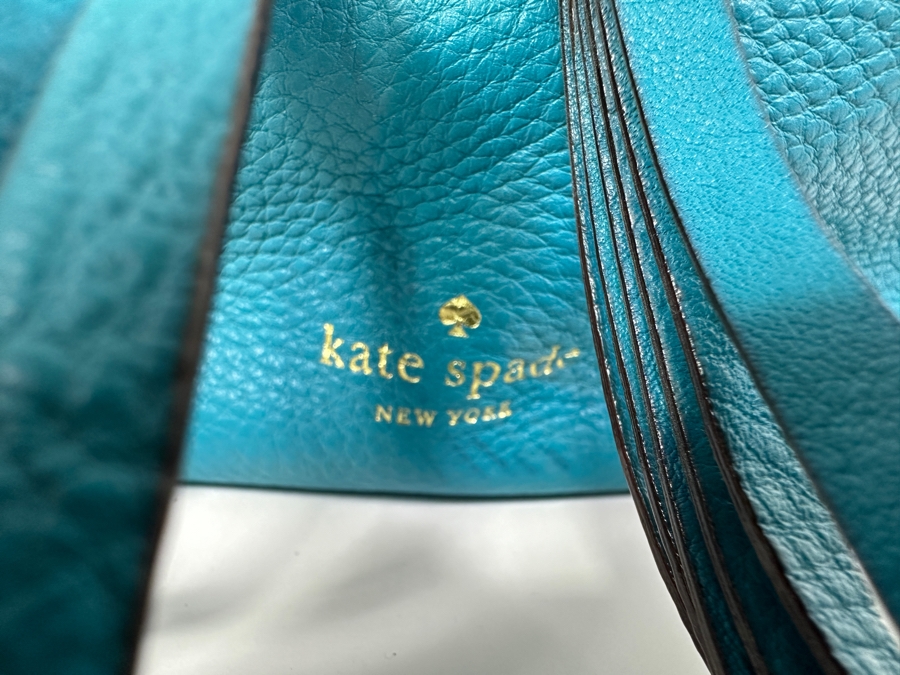 Kate Spade Turquoise Leather Shoulder Bag 9'W x 3.5D x 8'H [Photo 4]