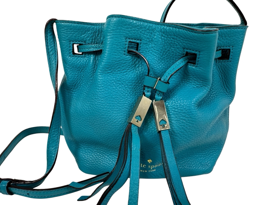 Kate Spade Turquoise Leather Shoulder Bag 9'W x 3.5D x 8'H [Photo 1]