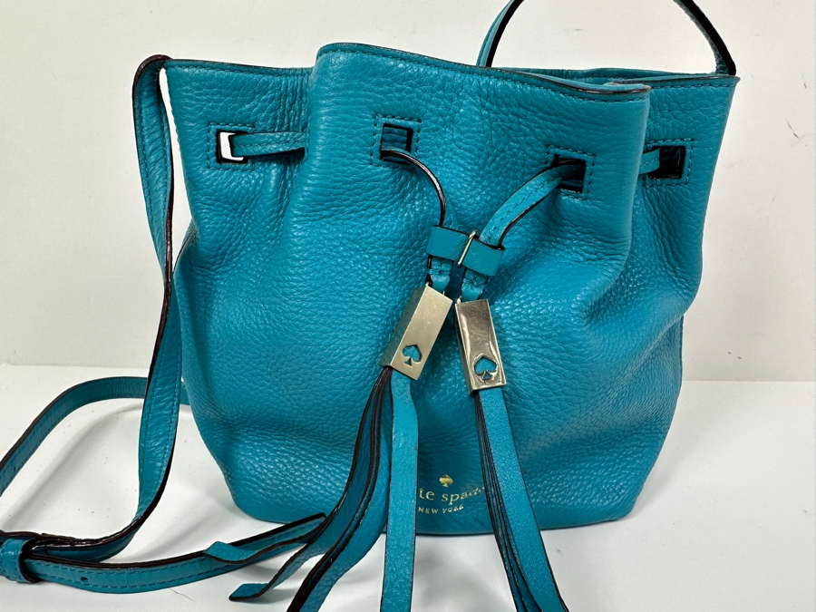 Kate Spade Turquoise Leather Shoulder Bag 9'W x 3.5D x 8'H [Photo 2]