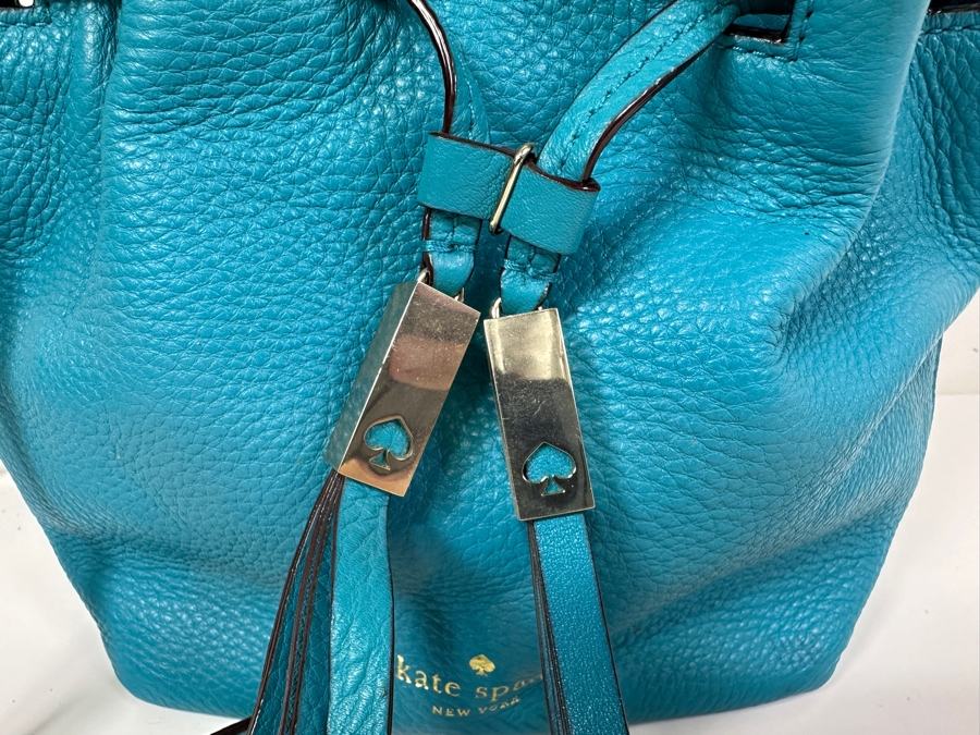 Kate Spade Turquoise Leather Shoulder Bag 9'W x 3.5D x 8'H [Photo 5]