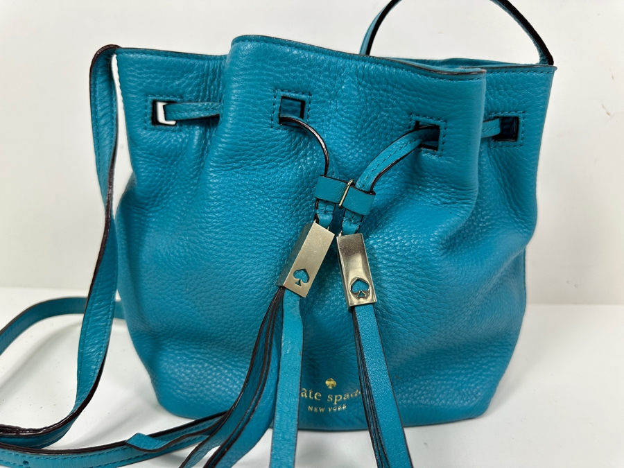Kate Spade Turquoise Leather Shoulder Bag 9'W x 3.5D x 8'H [Photo 3]