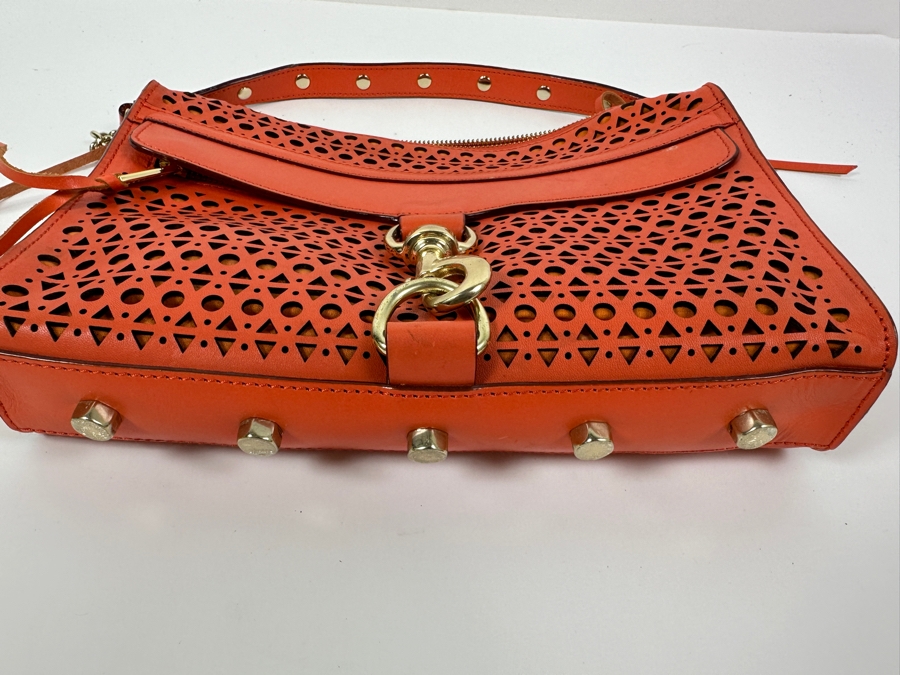 New Rebecca Minkoff Orange Studded Leather Shoulder Bag 11'W x 2'D x 8'H [Photo 2]
