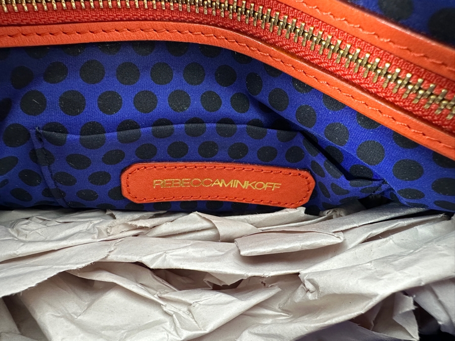 New Rebecca Minkoff Orange Studded Leather Shoulder Bag 11'W x 2'D x 8'H [Photo 4]