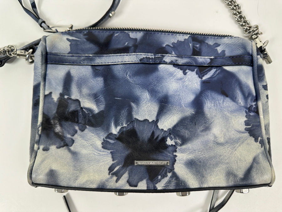 Rebecca Minkoff Blue Floral Leather Handbag with Chain and Strap 9'W x 1.5'D X 6.5'H [Photo 6]