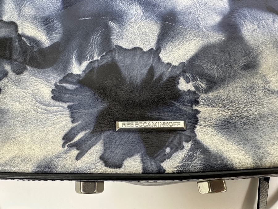 Rebecca Minkoff Blue Floral Leather Handbag with Chain and Strap 9'W x 1.5'D X 6.5'H [Photo 7]