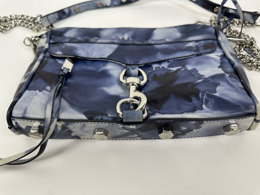 Rebecca Minkoff Blue Floral Leather Handbag with Chain and Strap 9'W x 1.5'D X 6.5'H [Photo 4]