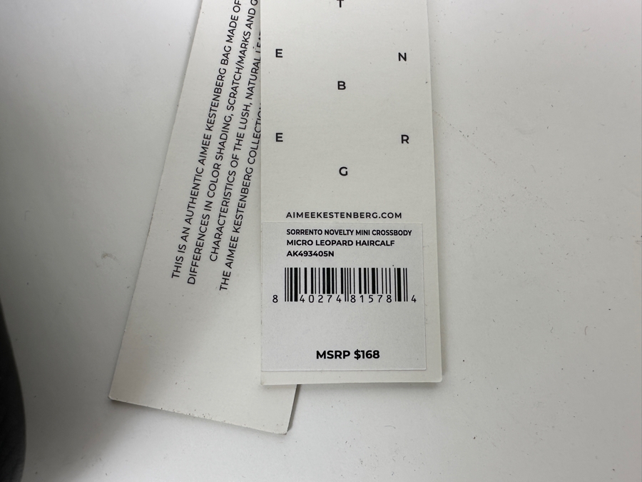 New Aimee Kestenberg Sorrento Novelty Mini Crossbody Micro Leopard Haircalf 8'W x 3'D x 6'H Retails $168 [Photo 3]