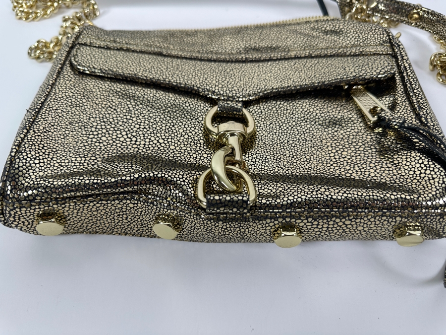 New Rebecca Minkoff Shimmer Leather Handbag with Chain and Strap 9'W x 1.5'D X 6.5'H [Photo 3]