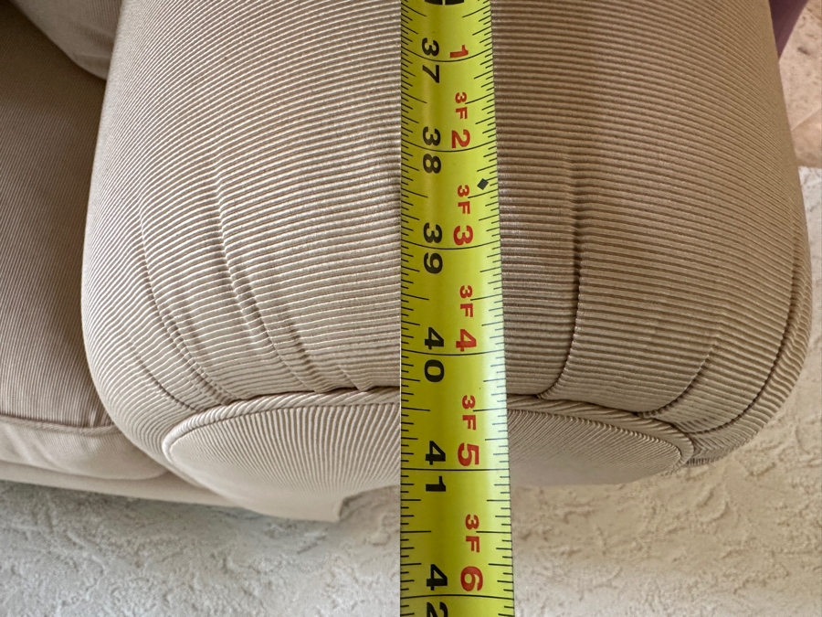 Barbara Barry By Baker Furniture Sofa Coach With Bergamo Fabric And Seven Throw Pillows 109'W X 40'D X 34'H Retails $5,900 [Photo 10]