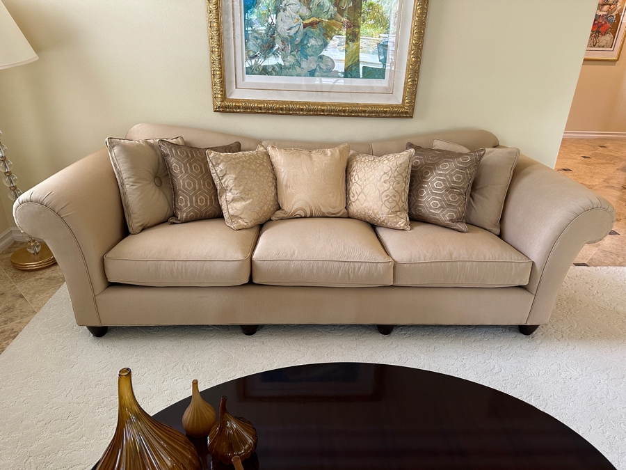Barbara Barry By Baker Furniture Sofa Coach With Bergamo Fabric And Seven Throw Pillows 109'W X 40'D X 34'H Retails $5,900 [Photo 2]