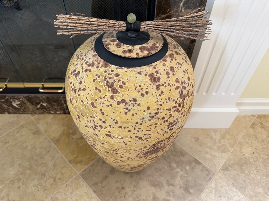 Large Raku Pottery Vase Jar With Lid 24'H [Photo 3]