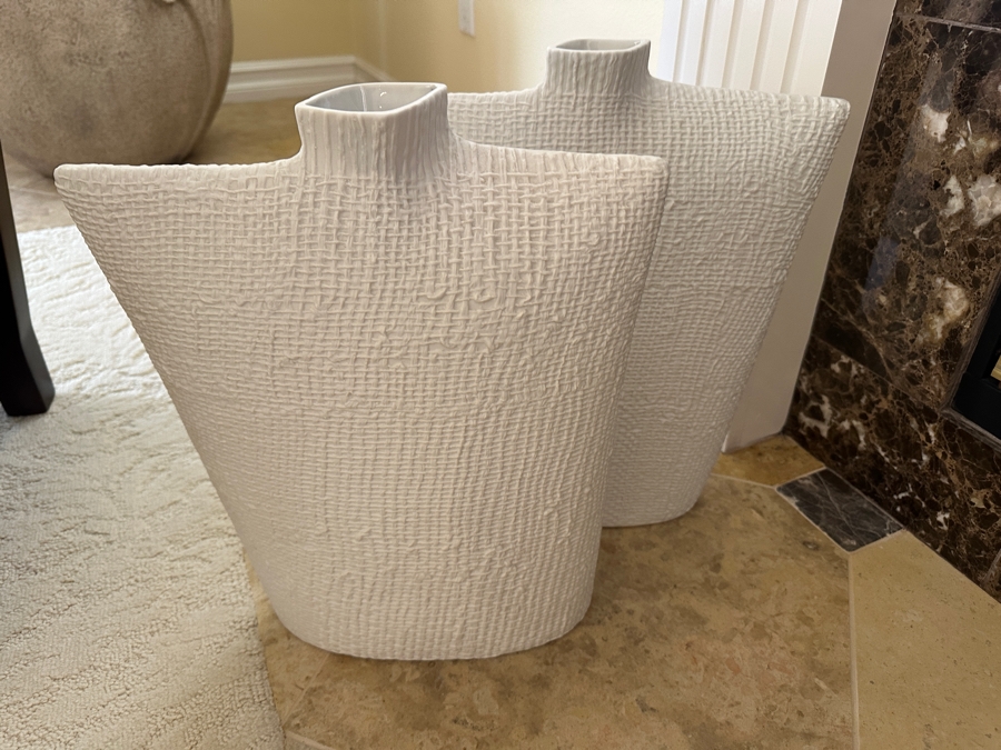 Pair Of Crate & Barrel Hess Vases 17'H