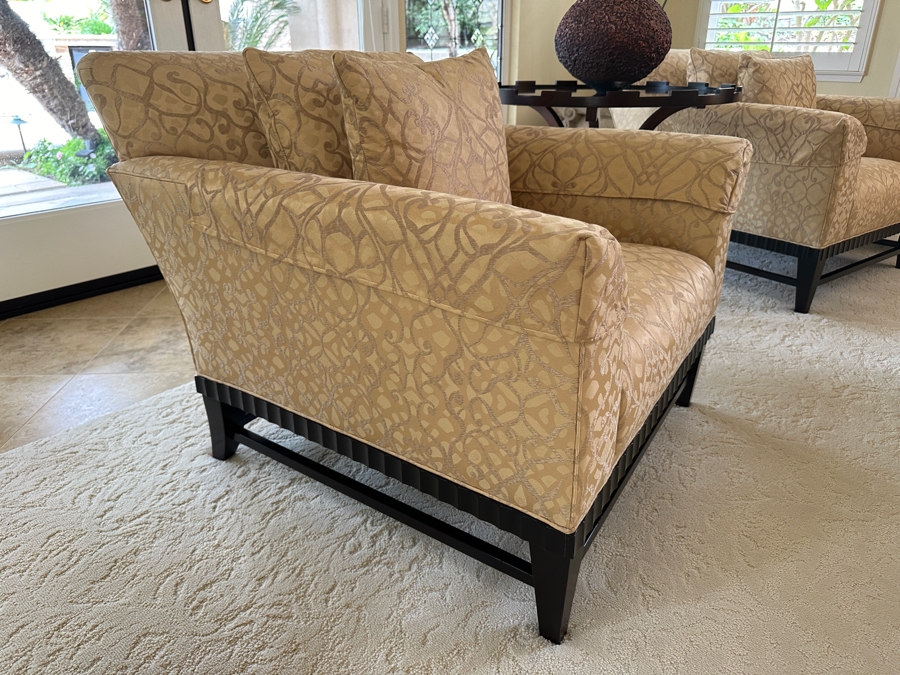 Pair Of Barbara Barry By Baker Furniture Armchairs With Bergamo Fabric Retails $5,300 [Photo 4]