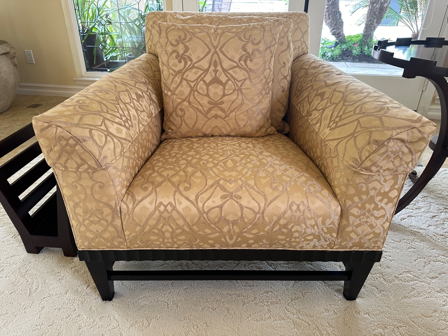 Pair Of Barbara Barry By Baker Furniture Armchairs With Bergamo Fabric Retails $5,300