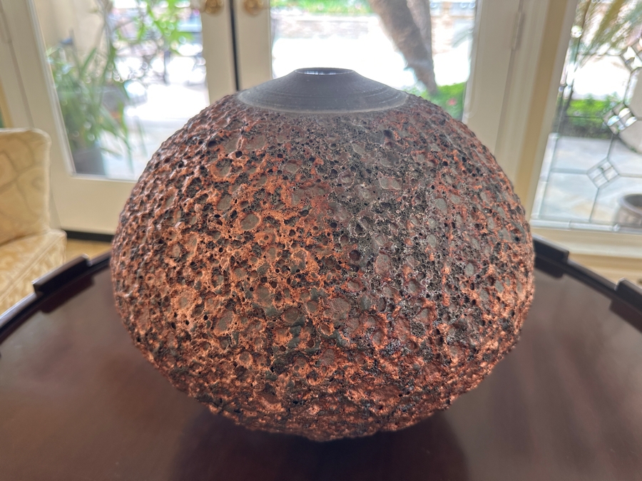 Signed Raku Art Pottery Vase