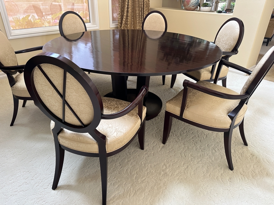 The Barbara Barry Collection By Baker Furniture Round Pedestal Dining Table With Six Dining Armchairs 68'W X 29.5'H Retails $15,700 [Photo 6]
