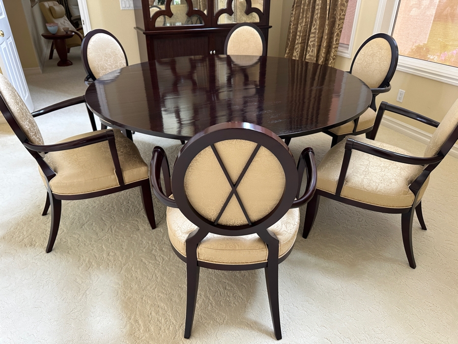 The Barbara Barry Collection By Baker Furniture Round Pedestal Dining Table With Six Dining Armchairs 68'W X 29.5'H Retails $15,700 [Photo 4]