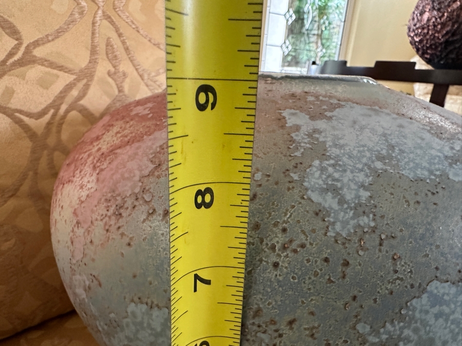 Signed Tony Evans Raku Art Pottery Vase Featuring Koi Fish 12W X 9H [Photo 7]