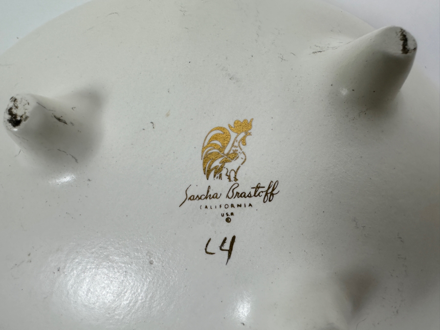 Vintage Mid-Century Modern Sascha Brastoff California Pottery Footed Bowl 9W X 7D X 3H [Photo 8]
