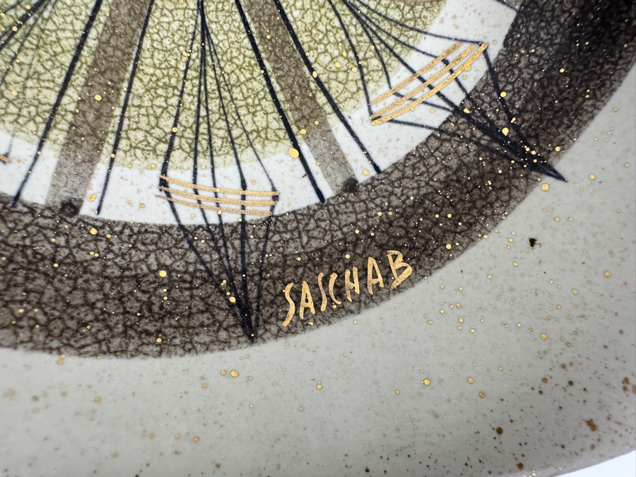 Vintage Mid-Century Modern Sascha Brastoff California Pottery Footed Bowl 9W X 7D X 3H [Photo 4]