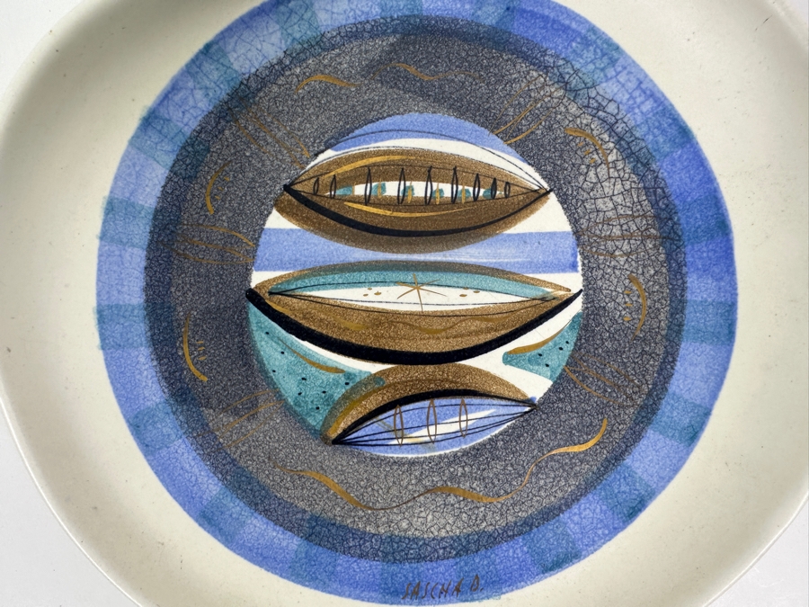 Vintage Mid-Century Modern Sascha Brastoff California Pottery Bowl 10.25 X 11 [Photo 3]