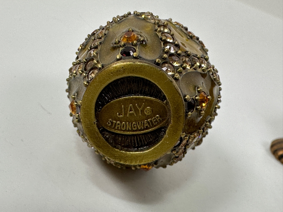 Pair Of Jay Strongwater Enamel Crystal Trinket Boxes With Turtle Box [Photo 11]